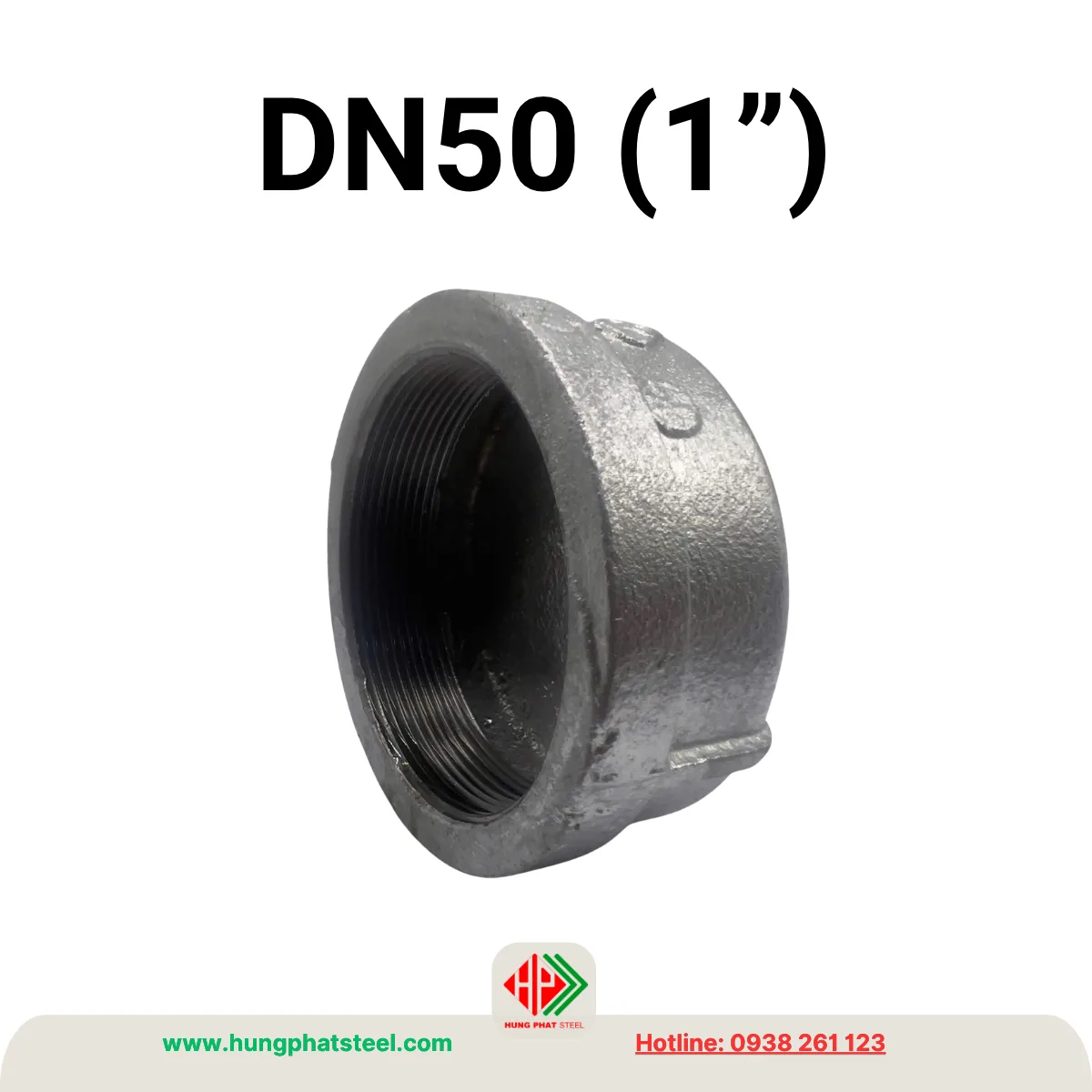 Nắp bịt ren mạ kẽm DN50 (D60)