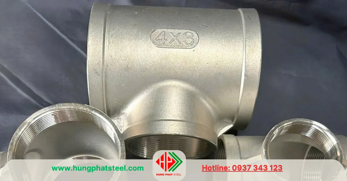 Tê giảm ren inox DN100-80