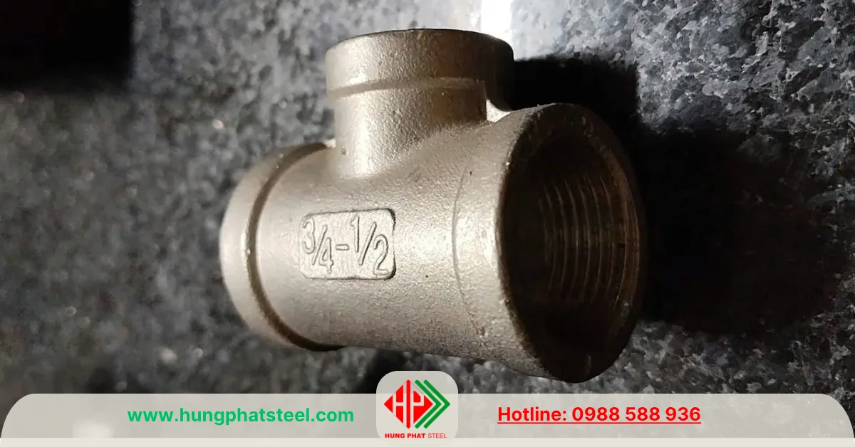 Tê giảm ren inox DN20-15