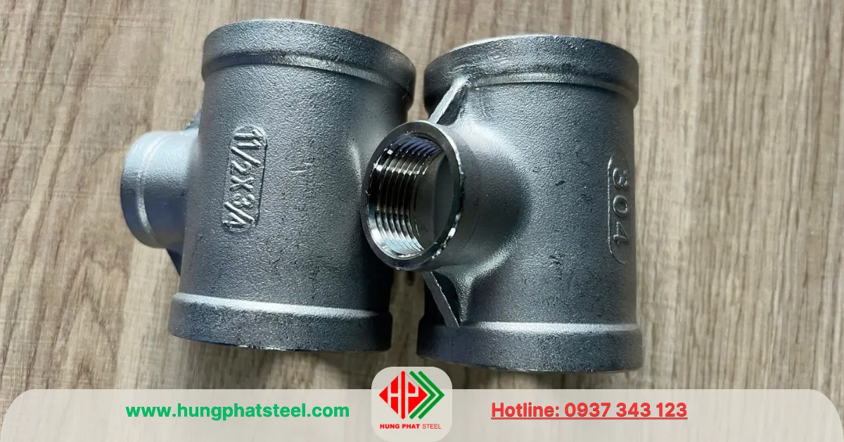 Tê giảm ren inox DN40x20