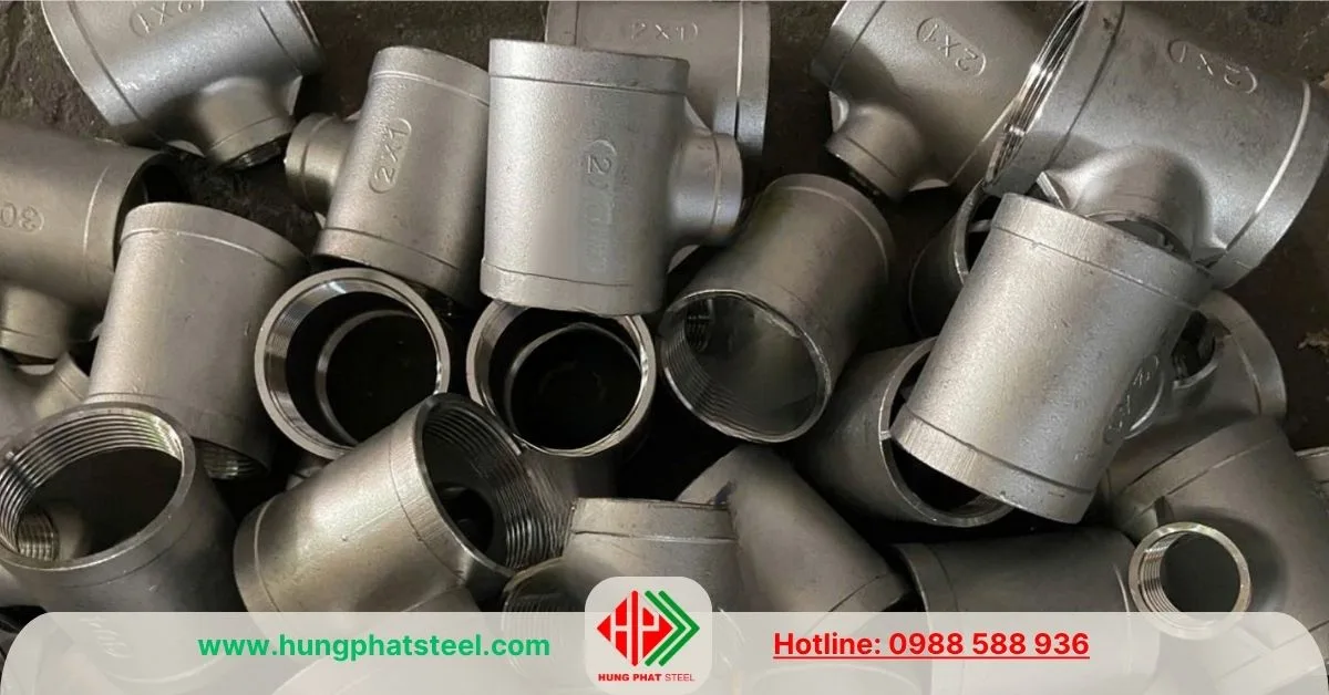 Tê giảm ren inox DN50-25