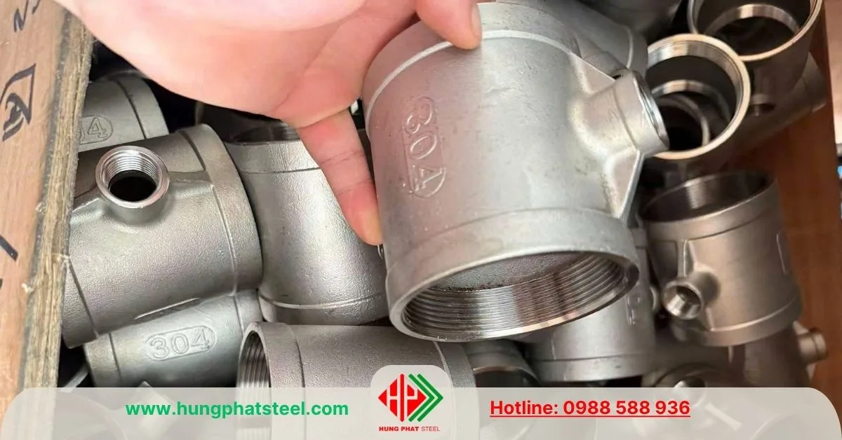 Tê giảm ren inox DN65-15