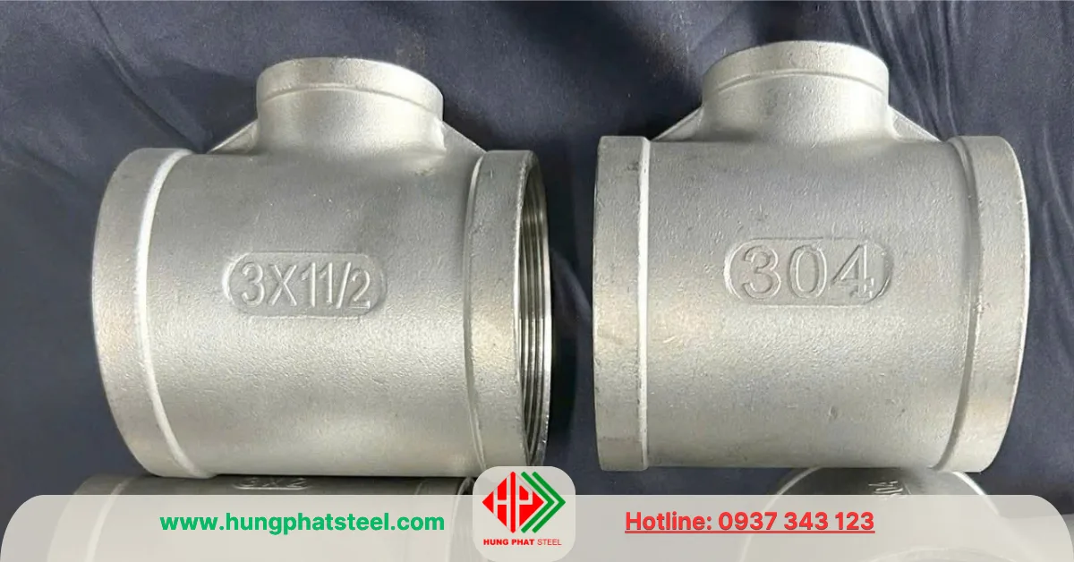 Tê giảm ren inox DN80-40