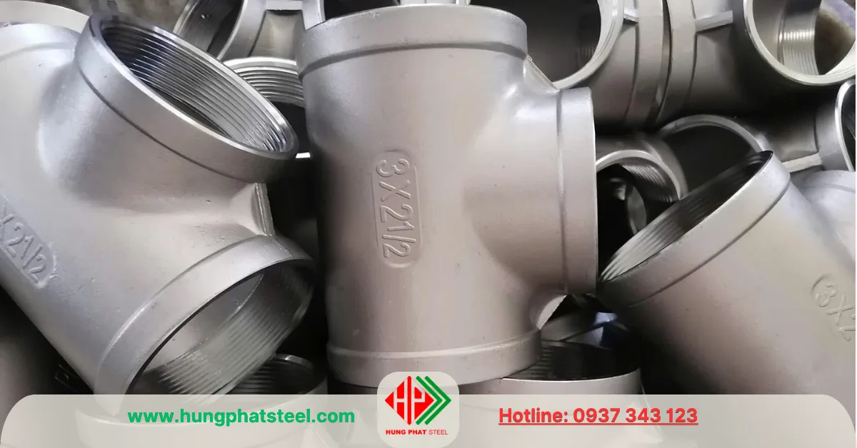 Tê giảm ren inox DN80x65