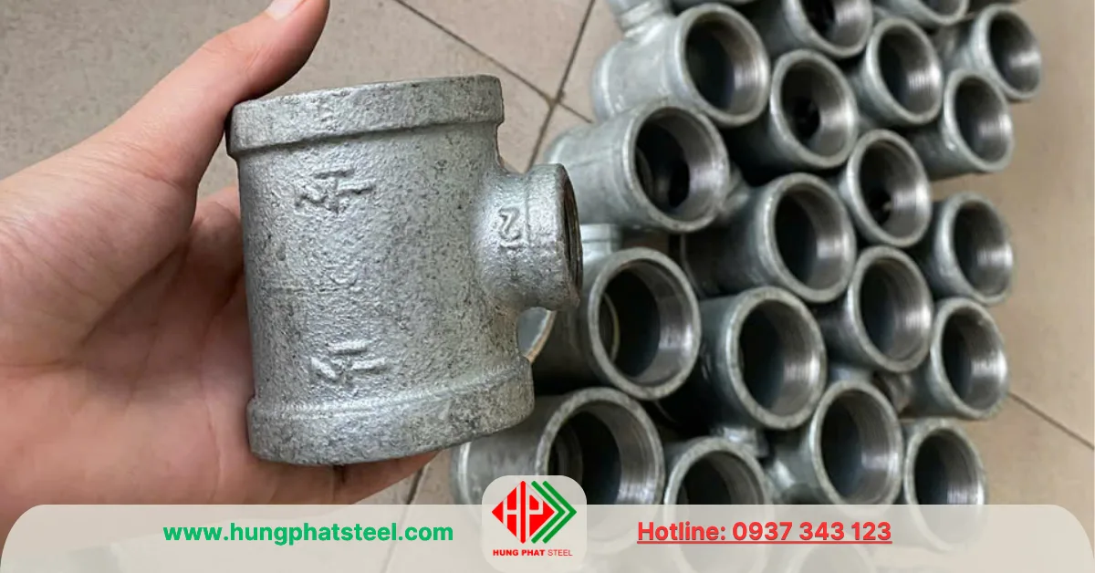 Tê giảm ren mạ kẽm DN40 x 15