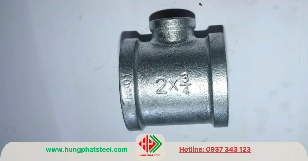 Tê giảm ren mạ kẽm DN50 x 20