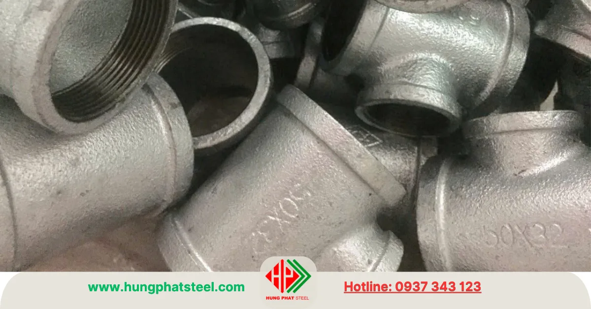 Tê giảm ren mạ kẽm DN50 x 32