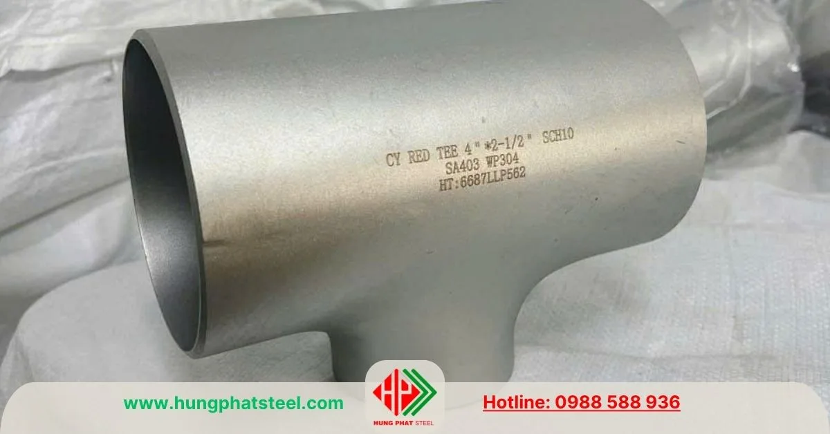 Tê hàn giảm inox DN100-65 SCH10