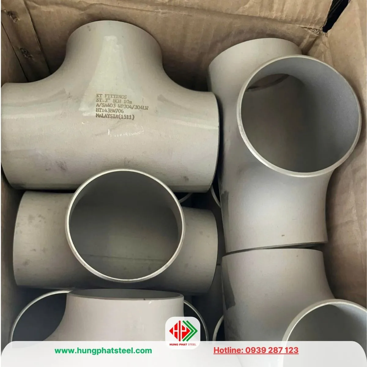 Tê hàn inox 304 DN80 (phi 90)