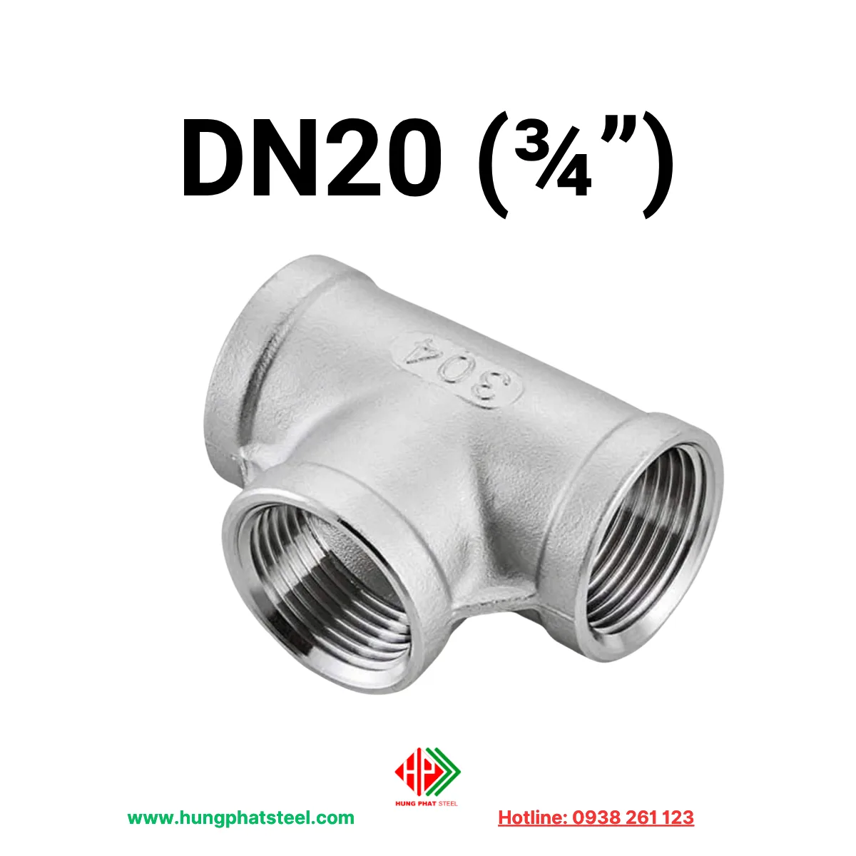 Tê ren INOX DN20 (D27)