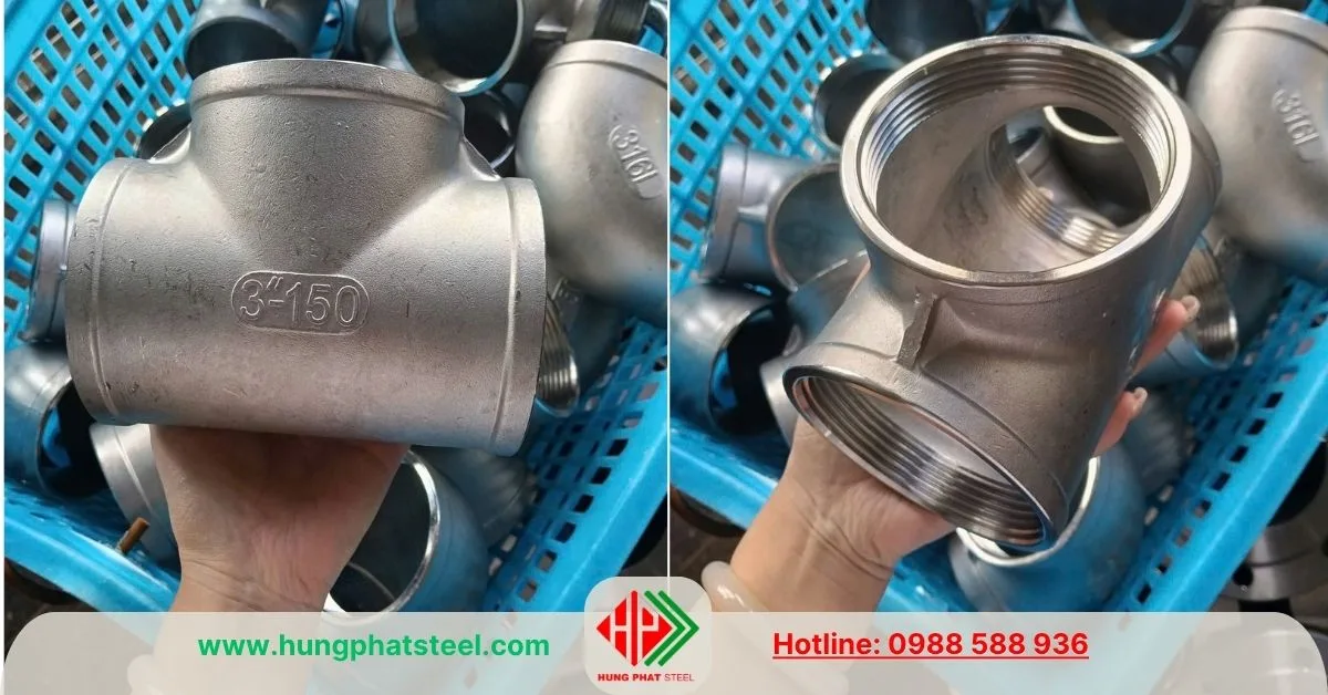 Tê ren inox 316 DN80