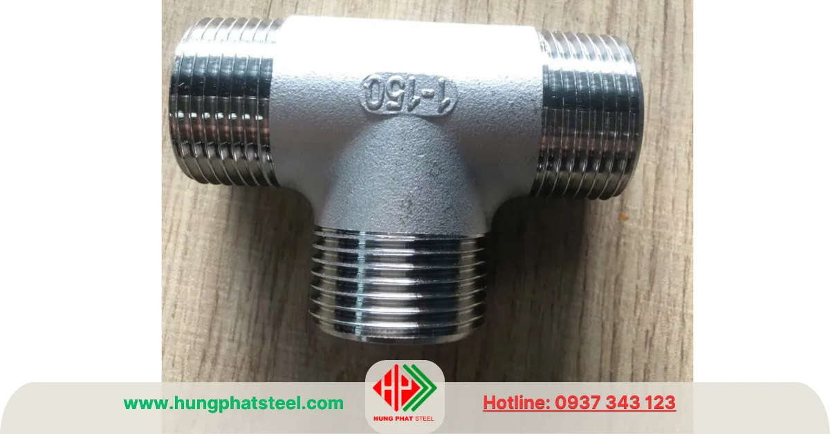 Tê ren inox DN25 3 đầu ren ngoài