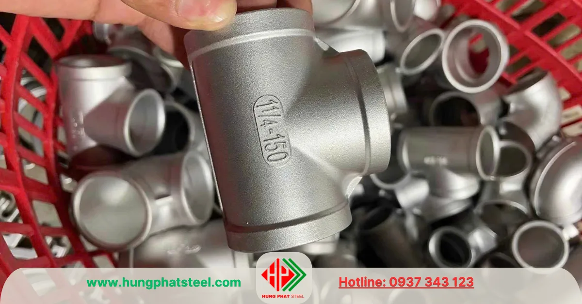 Tê ren inox DN32 (D42)
