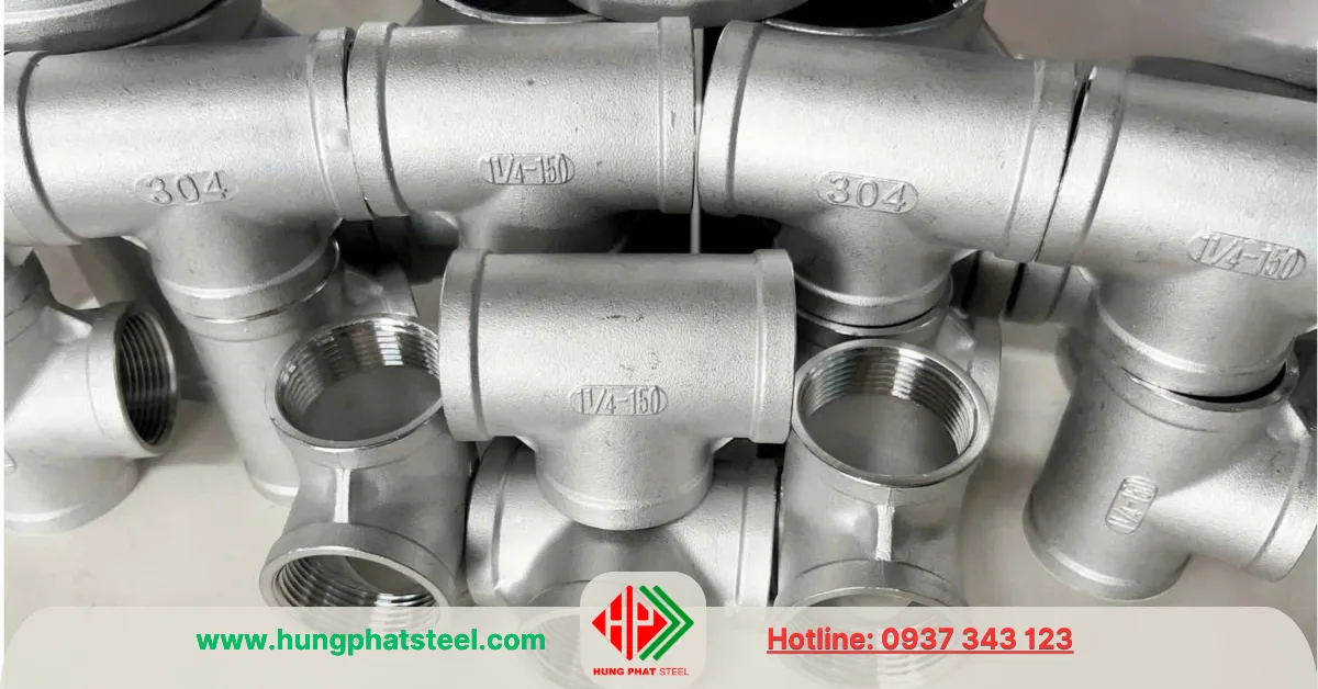 Tê ren inox DN32 (D42)