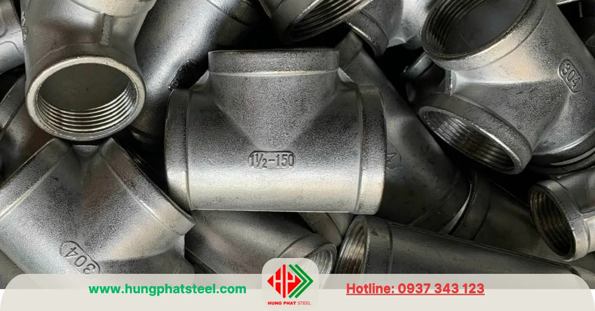 Tê ren inox DN40 (D49)