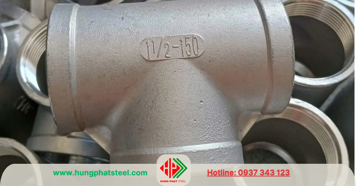 Tê ren inox DN40 (D49)