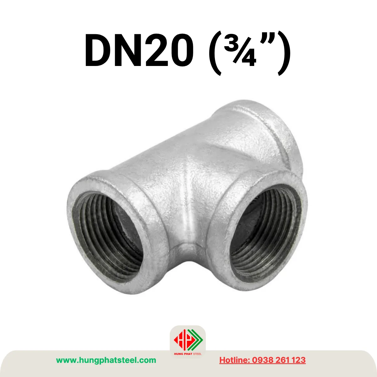 Tê ren mạ kẽm DN20 (D27)