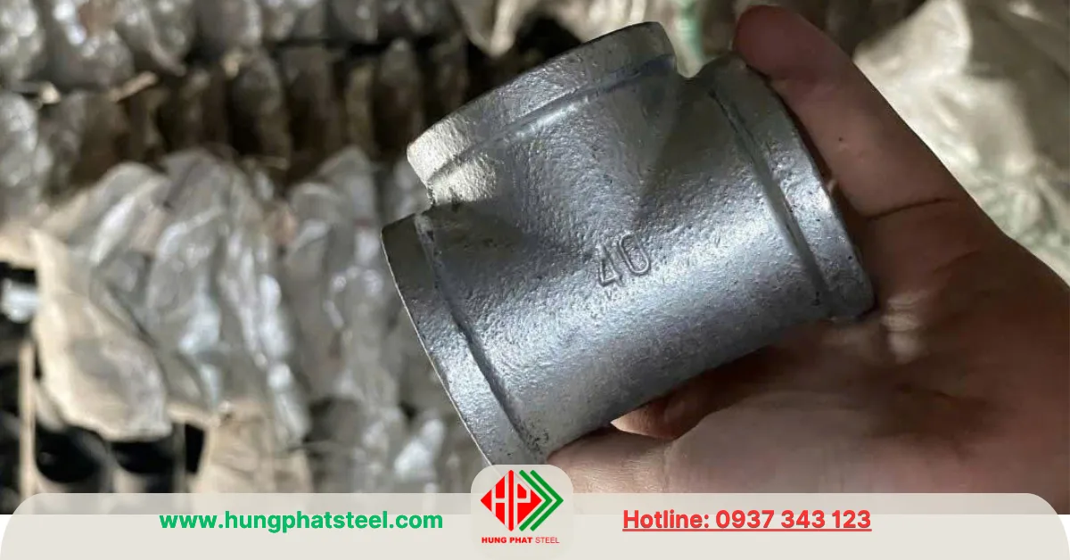Tê ren mạ kẽm DN40 (D49)