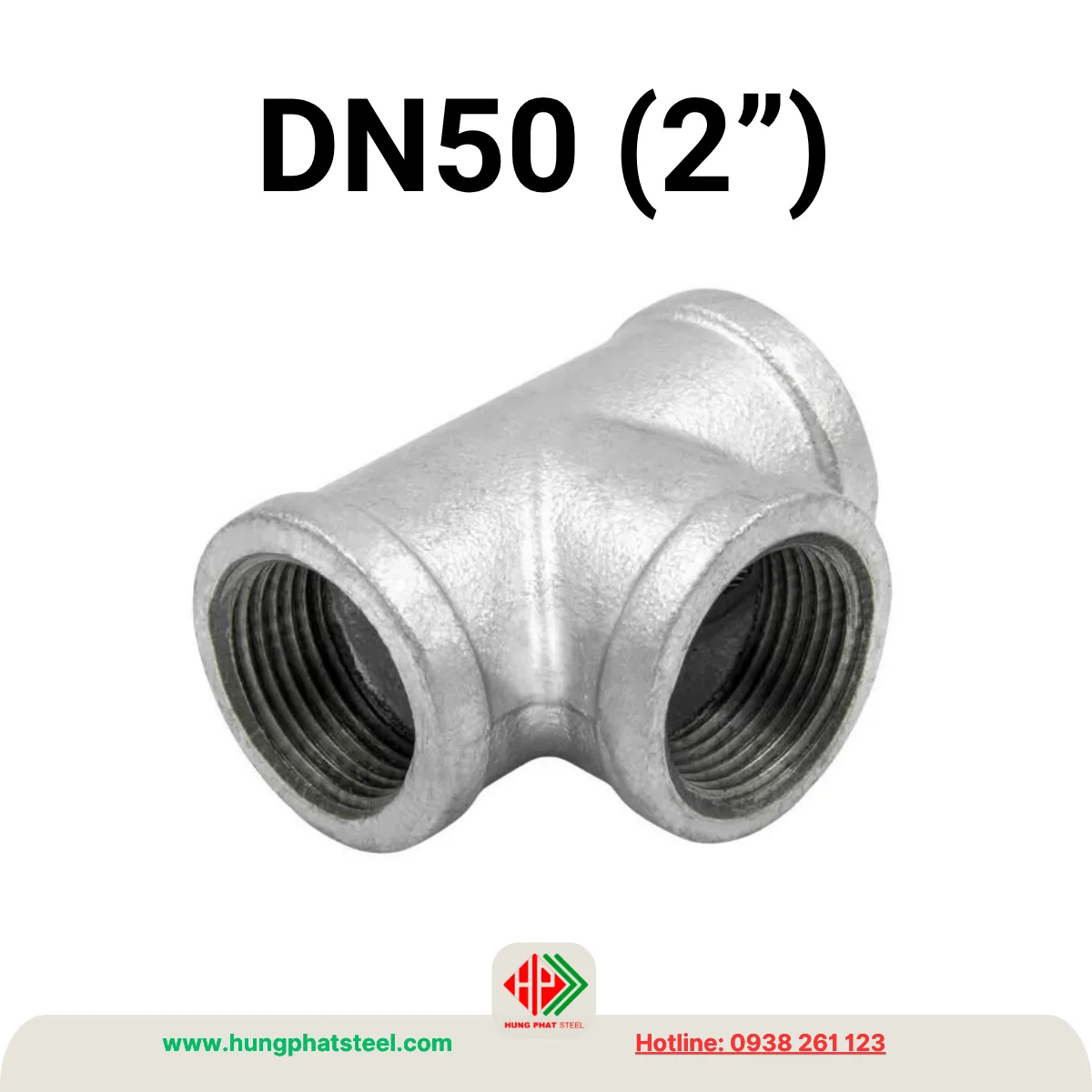 Tê ren mạ kẽm DN50 (D60)