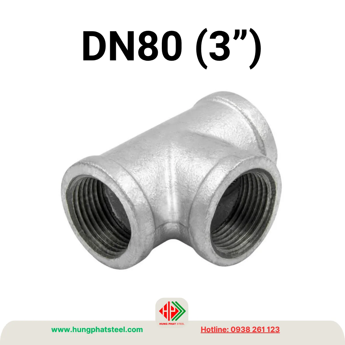 Tê ren mạ kẽm DN80 (D90)
