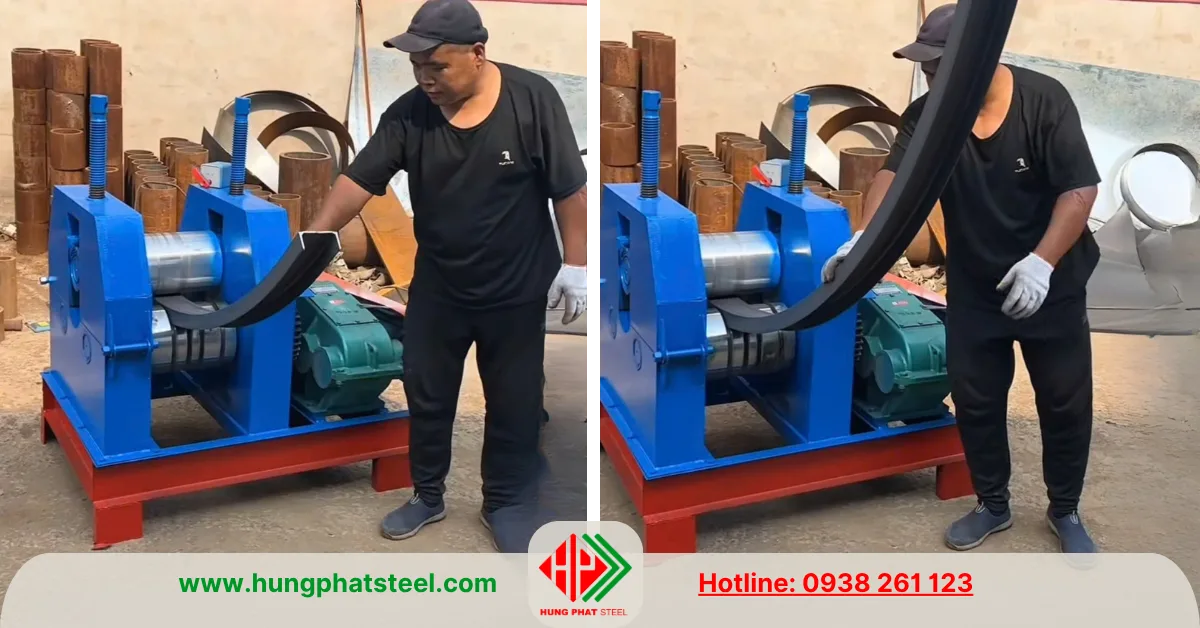 Uốn thép hình U bằng máy lốc 3 trục