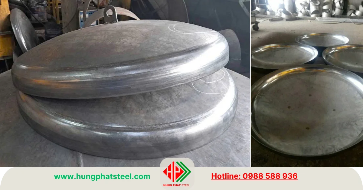 Gia công chỏm bồn, chỏm cầu thép, inox