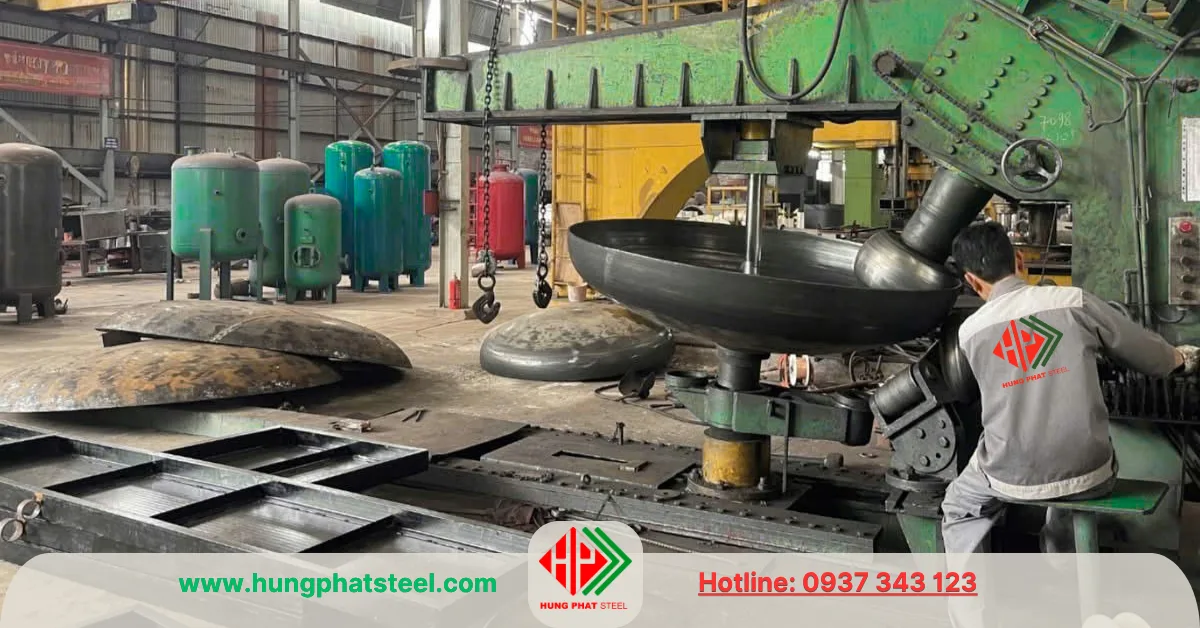 Gia công chỏm bồn, chỏm cầu thép, inox