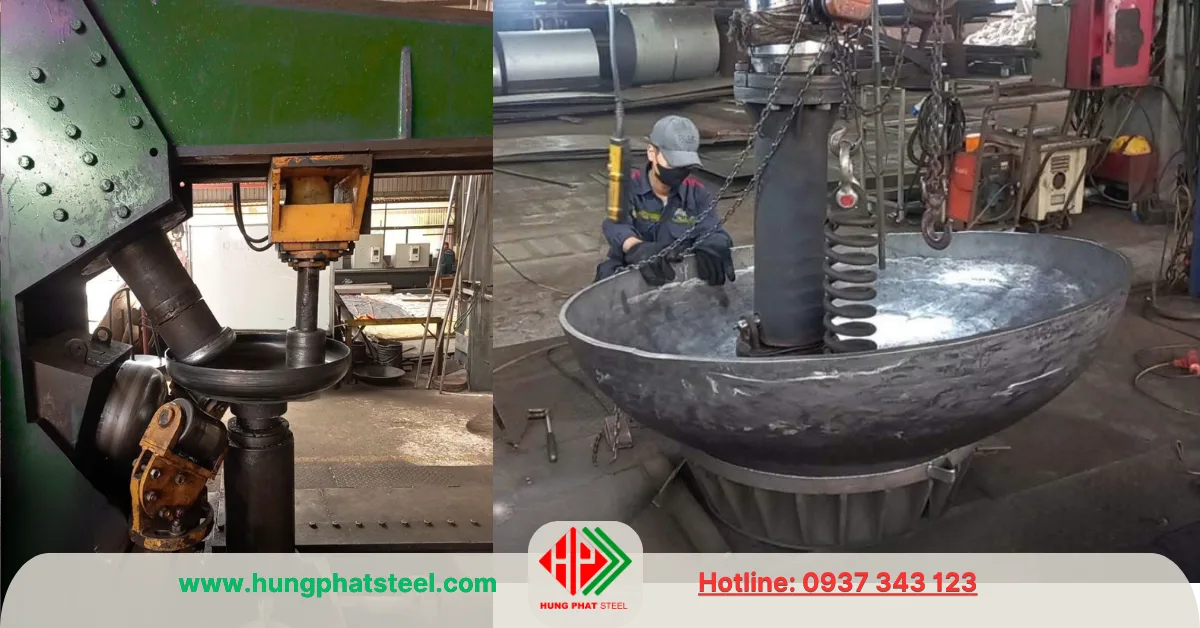 Gia công chỏm bồn, chỏm cầu thép, inox