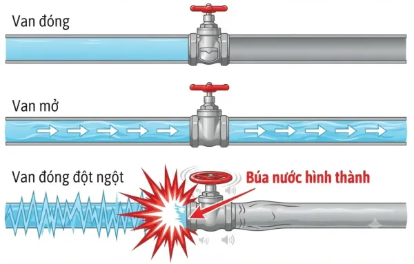 Sốc thủy lực, hiện tượng búa nước