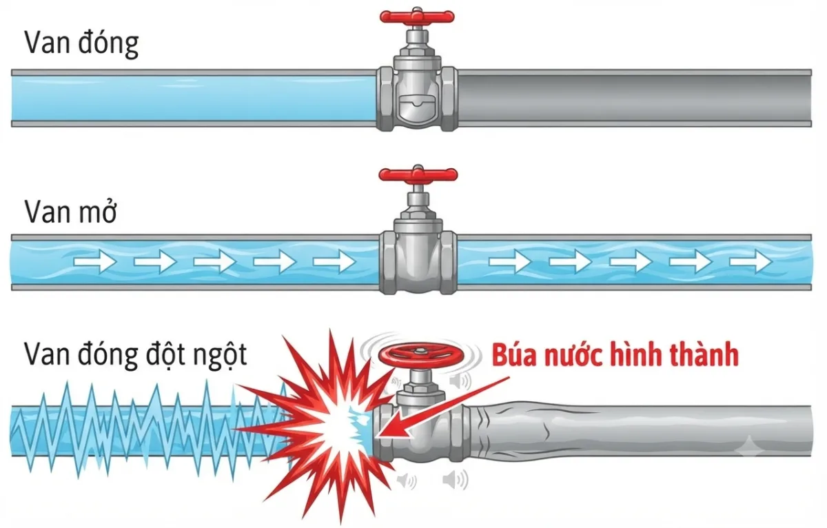 Sốc thủy lực, hiện tượng búa nước
