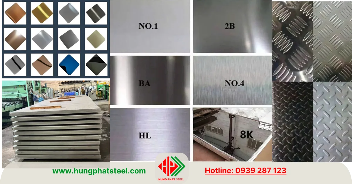 Tấm INOX 304 – No1, BA, 2B, HL, No4, 4K, 8K, tấm trơn, tấm gân