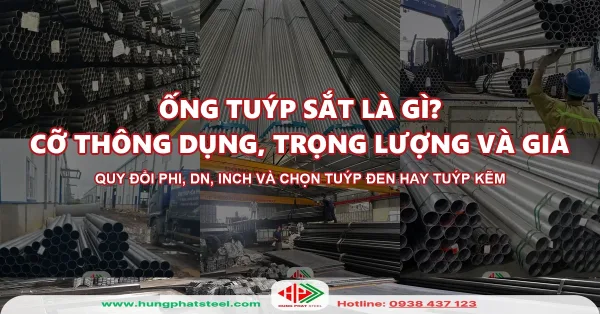 Ống tuýp sắt các cỡ trong kho Thép Hùng Phát