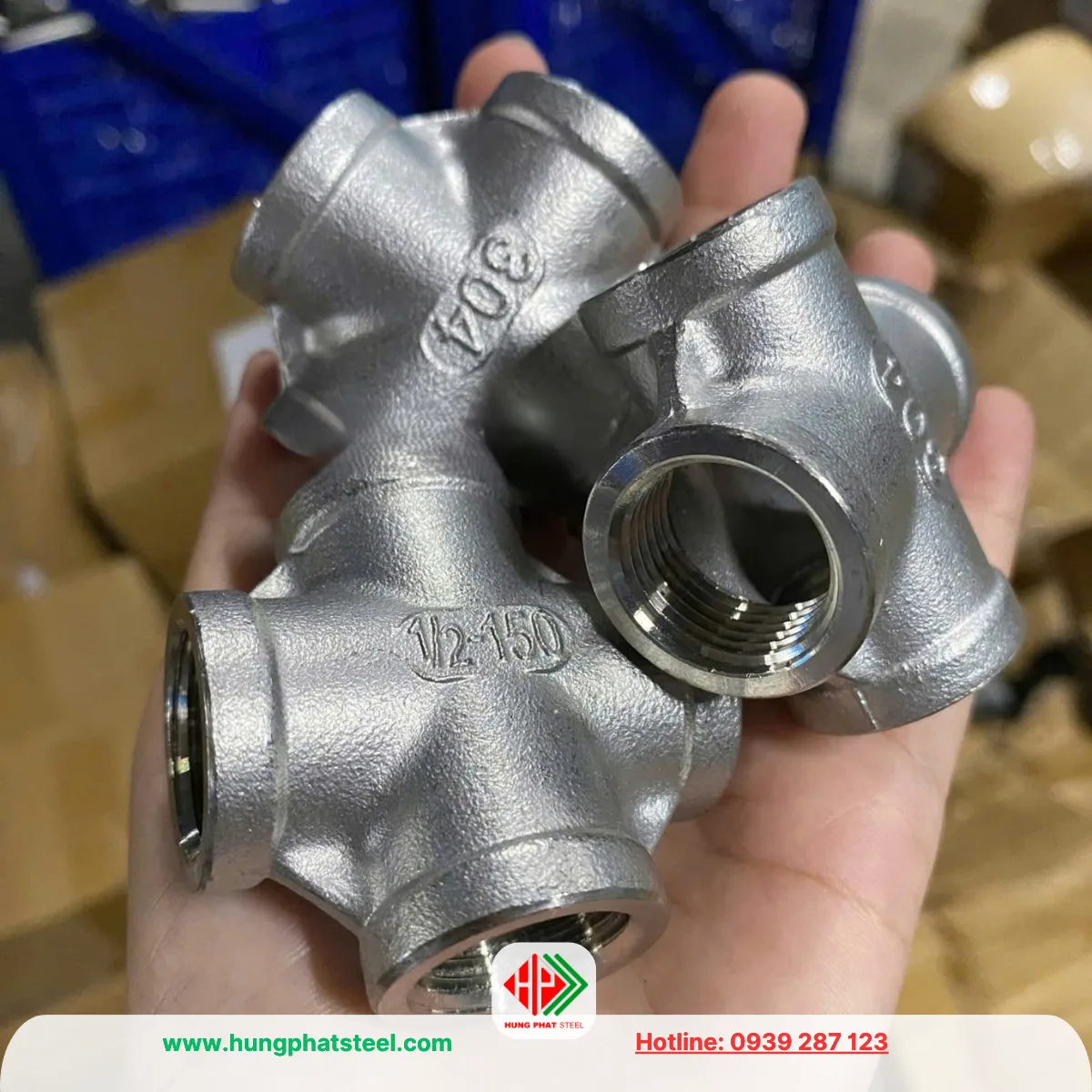 Chữ Thập Ren INOX DN15 (D21)