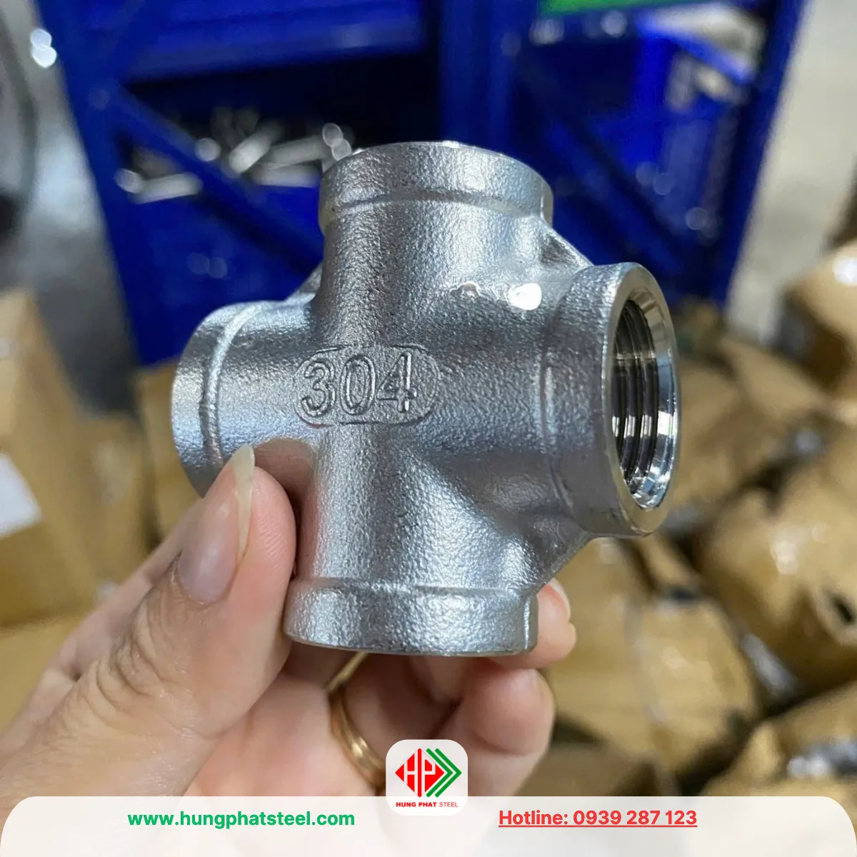 Chữ Thập Ren INOX DN15 (D21)