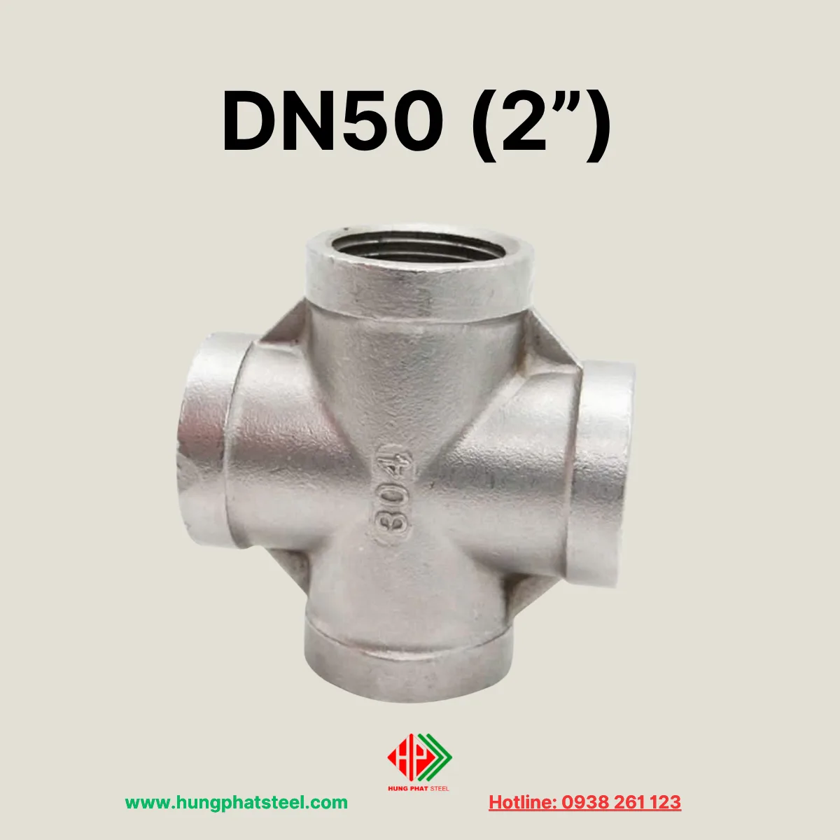 Chữ Thập Ren INOX DN50 (D60)