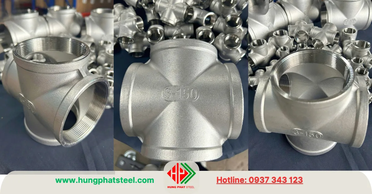 Chữ Thập Ren INOX DN80 (D90)