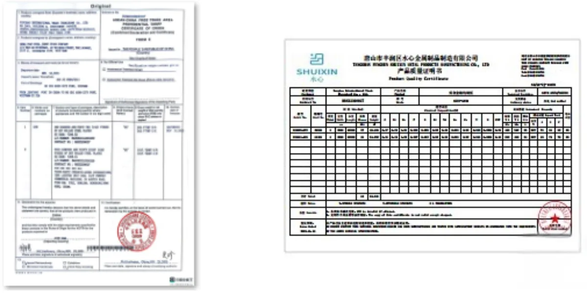 Mẫu chứng chỉ thép tấm nhập khẩu