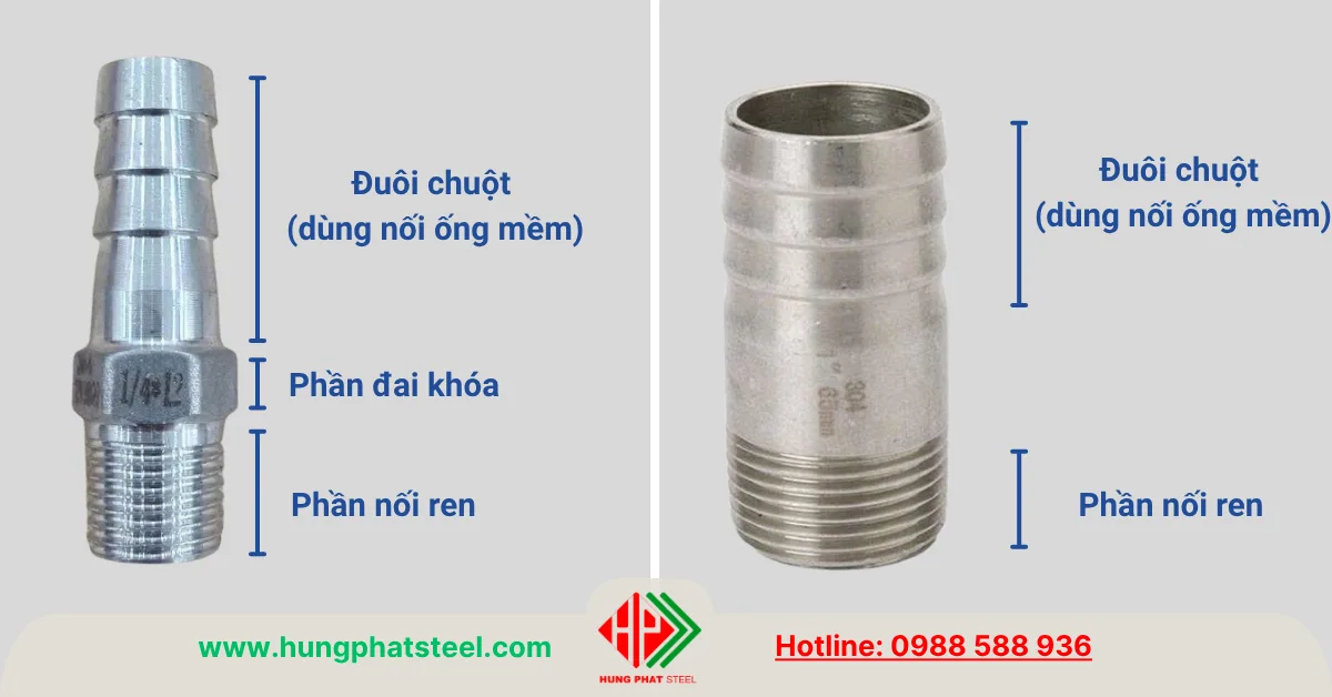 Nối Ren Đuôi Chuột INOX