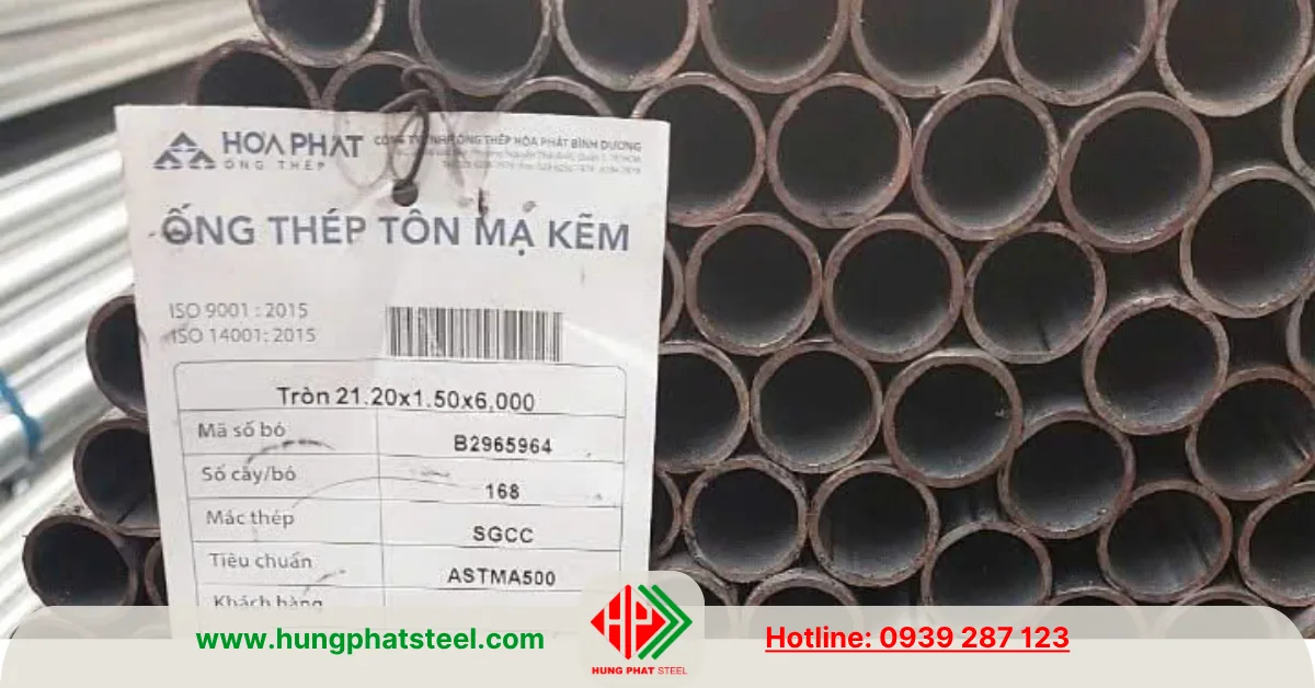 Ống thép mạ kẽm D21 Hòa Phát