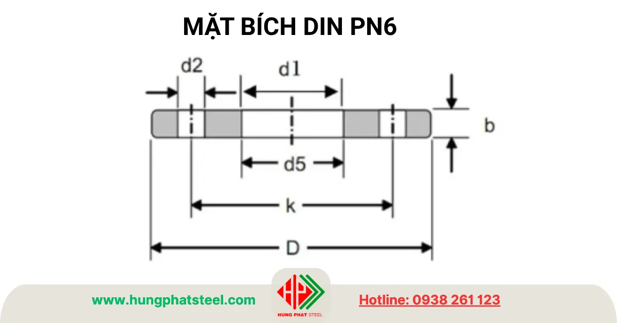 Quy cách mặt bích tiêu chuẩn DIN PN6