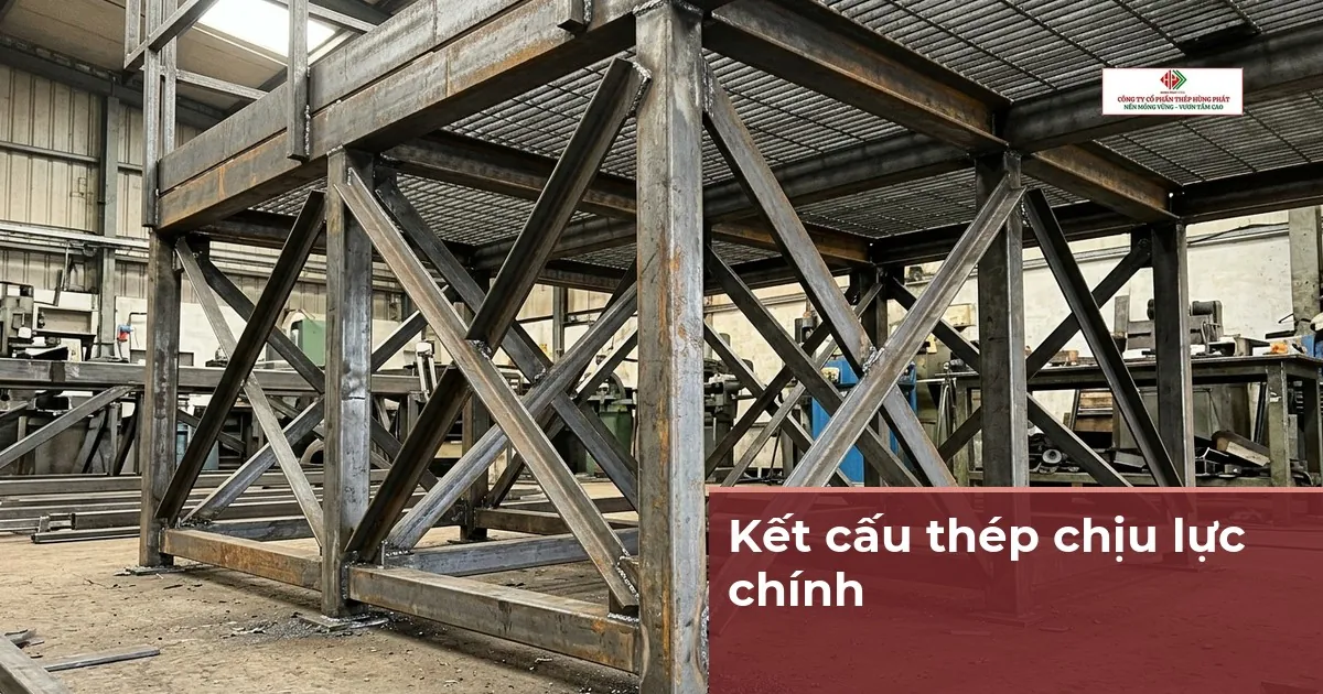 Khung giá đỡ bằng thép hàn trong xưởng cơ khí, ảnh minh hoạ nơi thép hình V được tính khối lượng