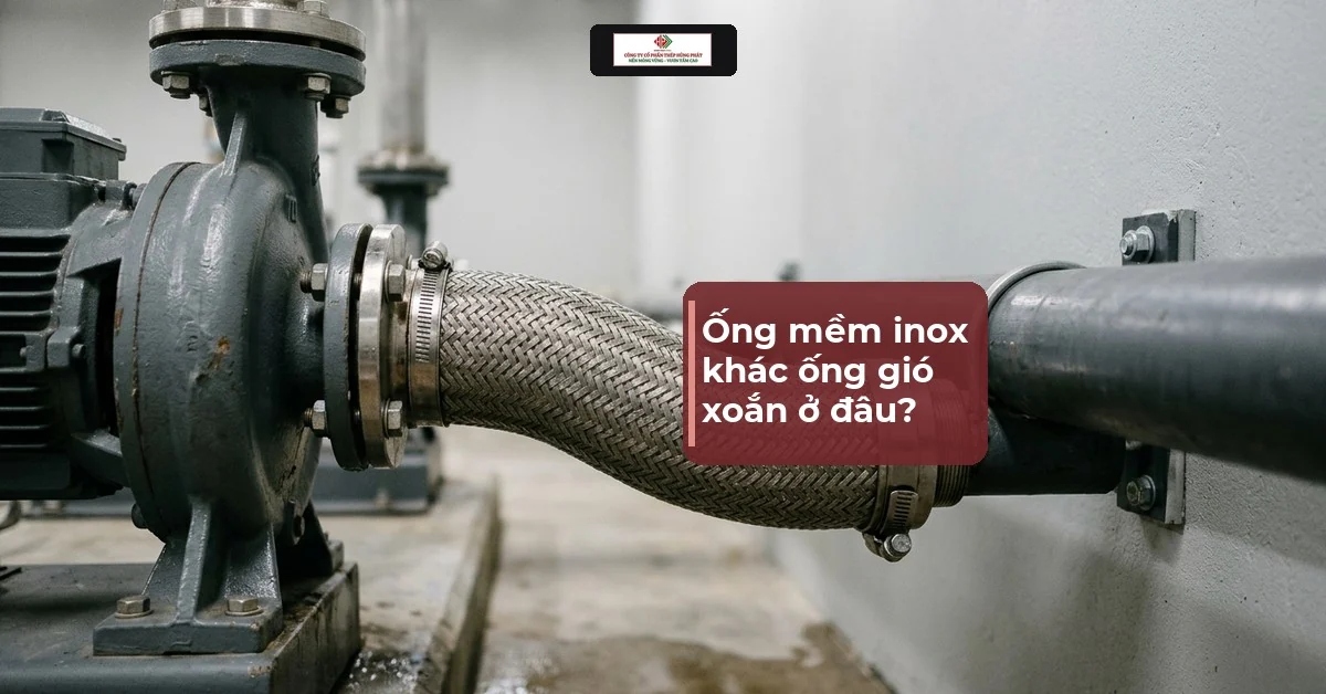 Ảnh minh hoạ ống mềm inox bện lưới nối máy bơm với đường ống cứng