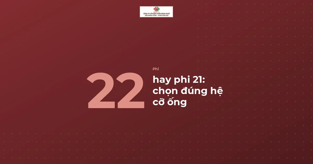 Đồ họa số 22 đặt cạnh phi 21, so hai hệ cỡ của ống inox phi 22 và phi 21