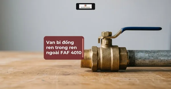 Van bi đồng ren trong ren ngoài nằm cạnh đoạn ống ren, ảnh minh họa dựng bằng AI